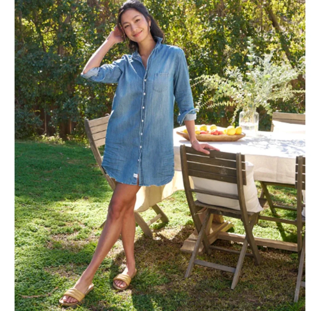 NEW Frank & Eileen Mary Classic Shirtdress Women's Sze L Distressed Vintage Wash